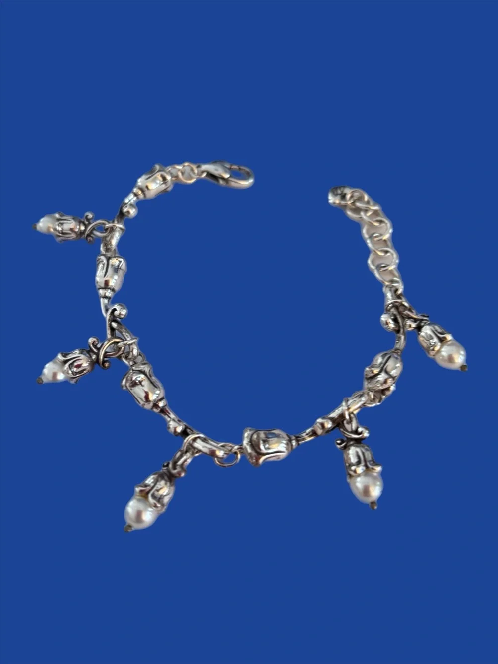 Brighton Silver-Tone Pearl Drop Charm Bracelet